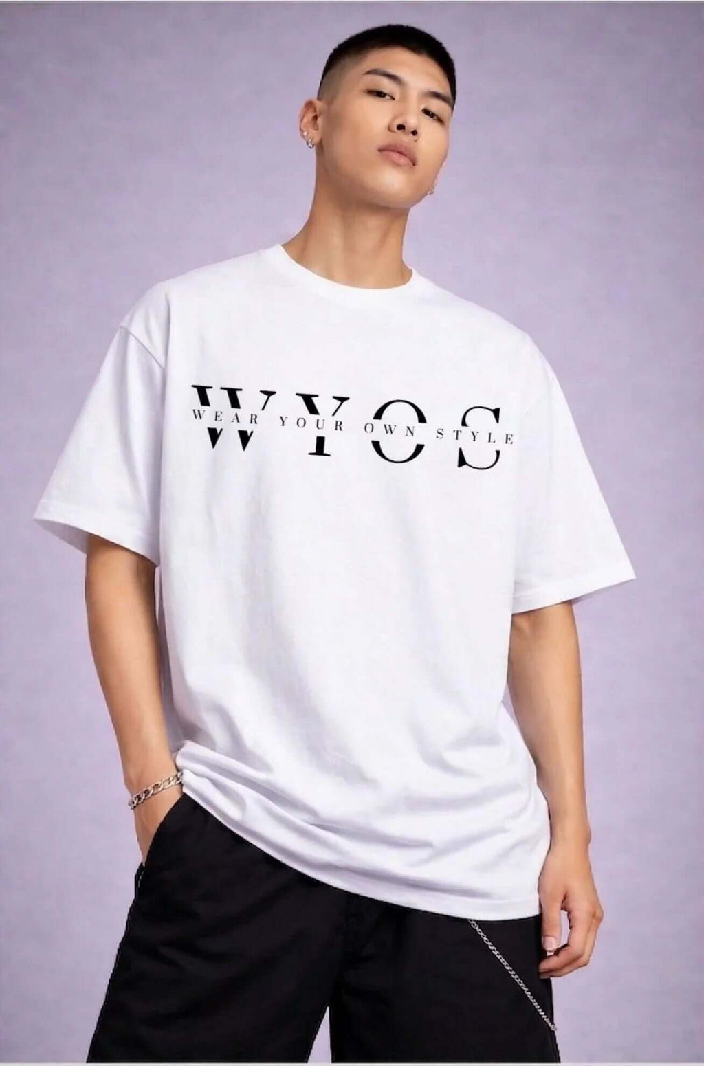 Oversized WYOS White Signature Tee - Trendy & Sustainable