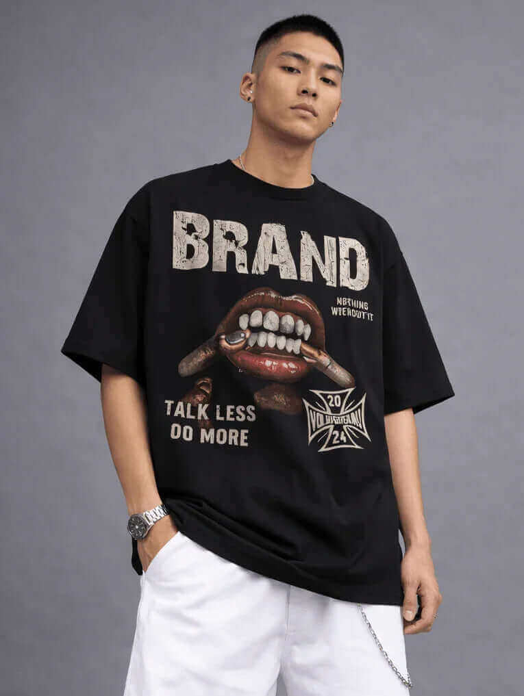 Silent Hustle Graphic Tee: Bold Grit Meets Luxury Style